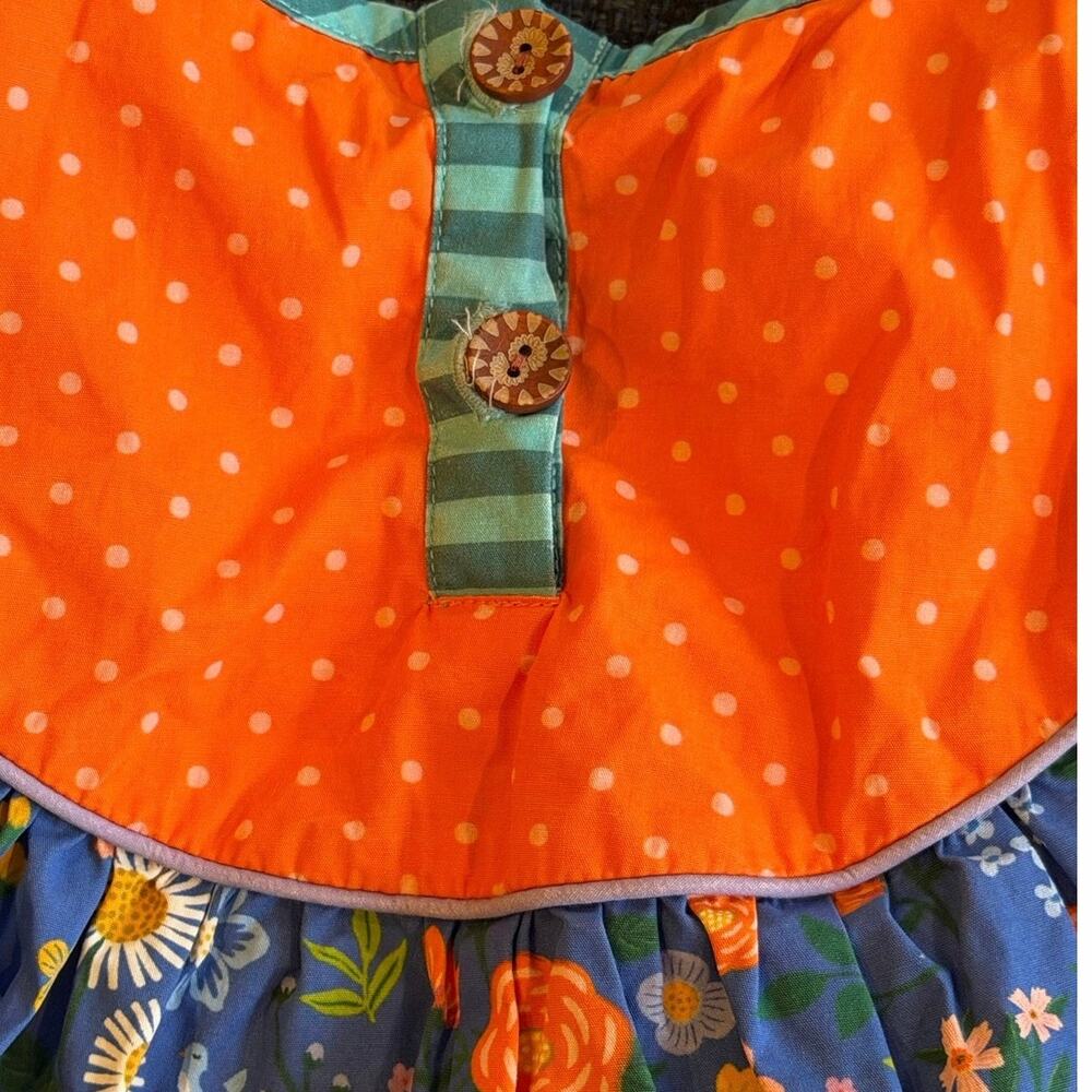 Matilda Jane Girls 6 Floral Patchwork Ruffle Dress Orange Blue Purple Cotton - Picture 5 of 7